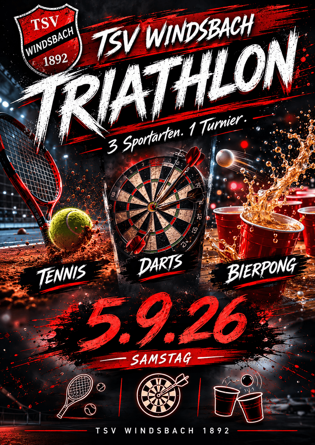 Flyer zum Triathlon am 05.09.2026 mit Ausweichtermin 12.09.2026